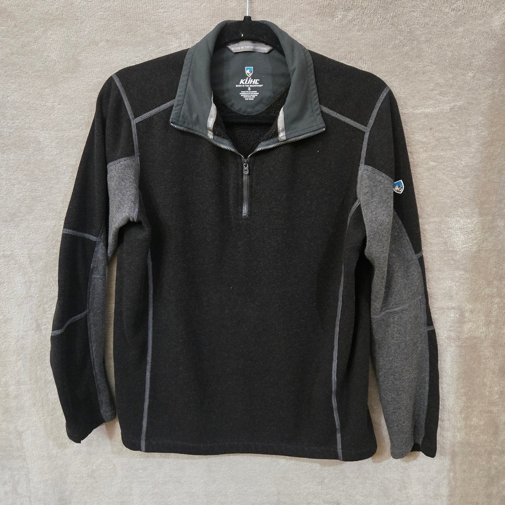 KUHL Interceptr Quarter Zip Fleece Mens Small Black Sweater‎ Gorpcore Outdoors